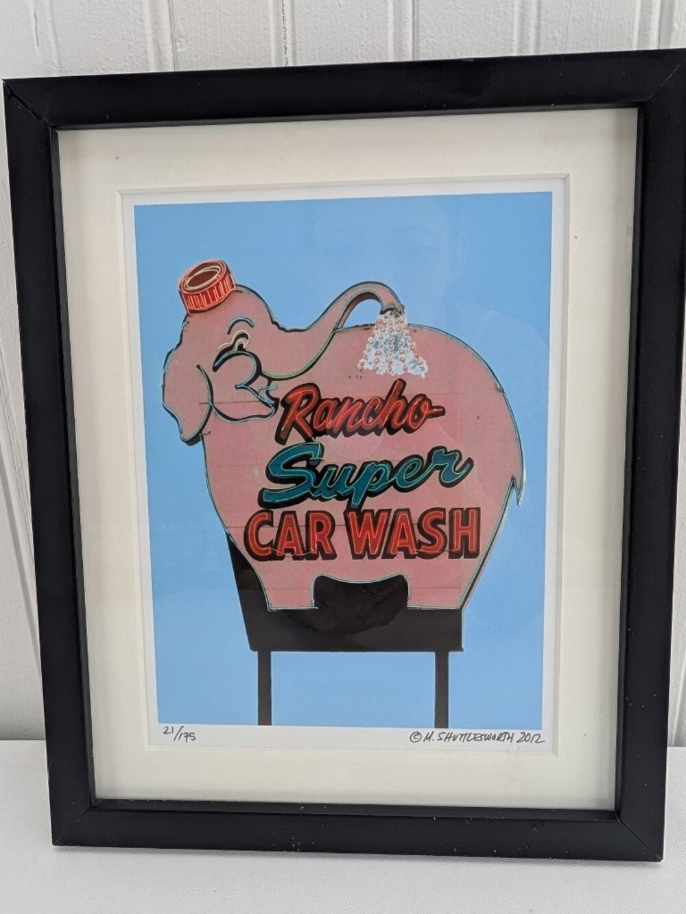 Rancho Super Car Wash Art Print 21/175 M Shuttlesworth 2012 Framed Matted Decor
